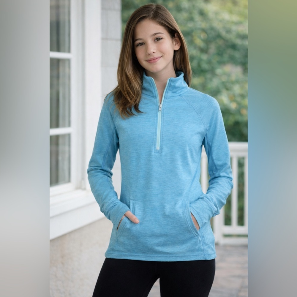 Ivivva Quarter Zip Pullover Girls 12 (Fits XS) Blue Athletic Top Lululemon Style